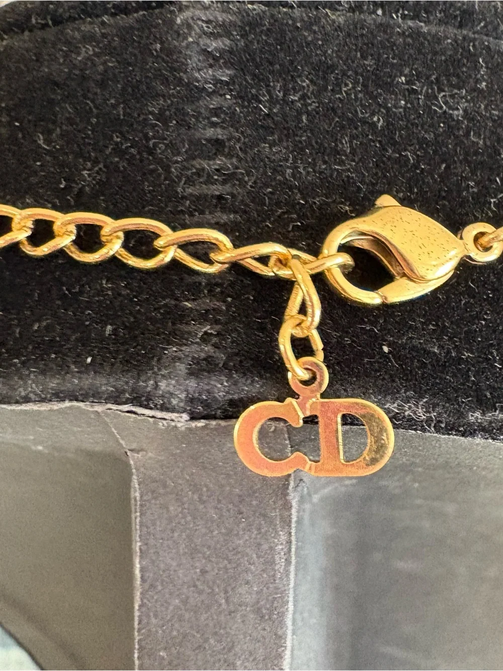 Dior Gold Heart Locket Necklace with Crystal Accents